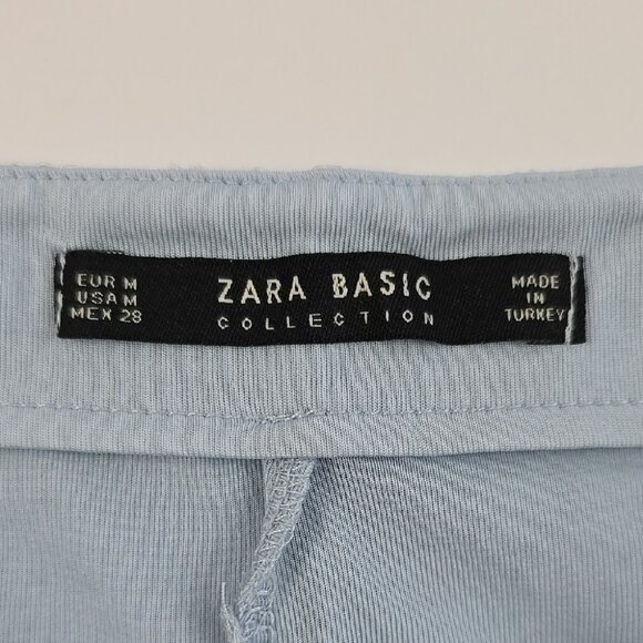ZARA Basic Women's Light Blue Embroidered Lace Pencil Skirt Back Slit Size M - Picture 5 of 15